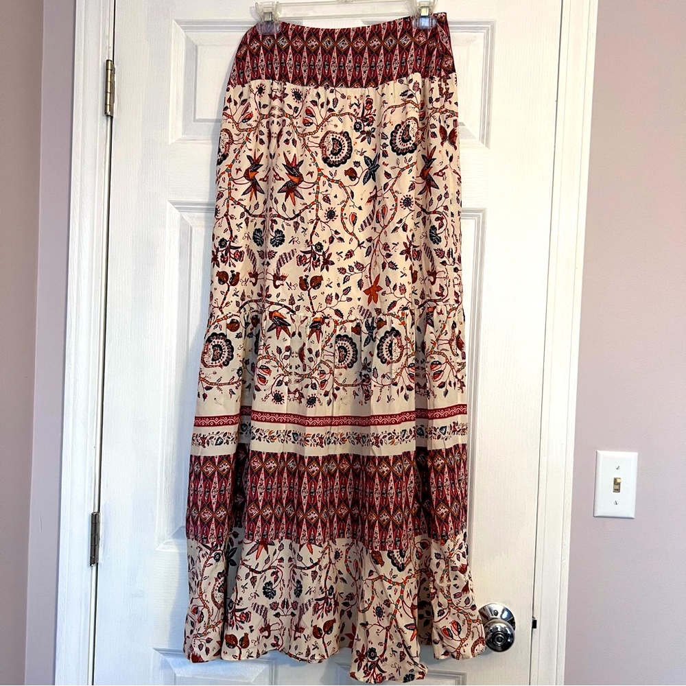 Silk Nicole Miller Printed Floral Maxi Skirt